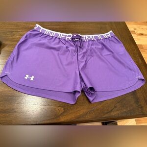 Under Armour Heat Gear Athletic Shorts Women’s XL Purple Loose Fit Drawstring